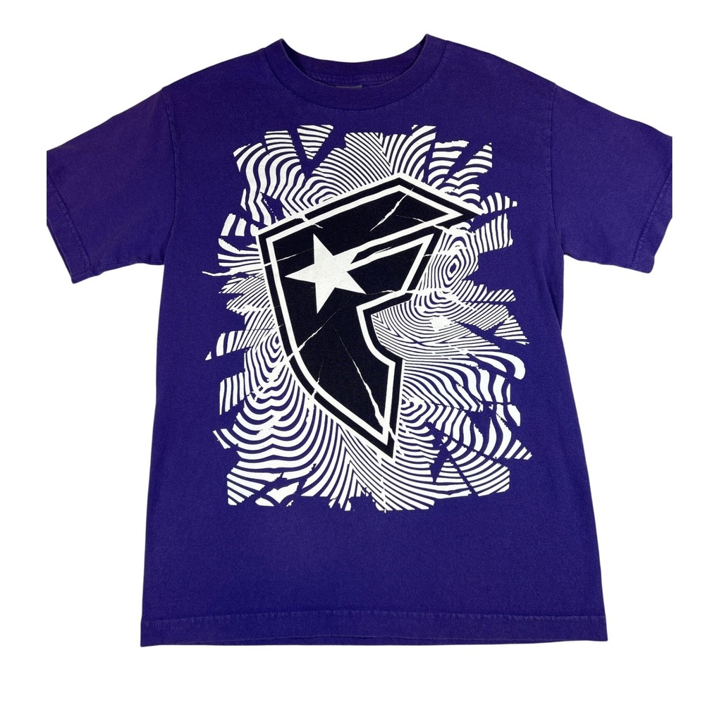 Famous Stars and Straps Purple Graphic Tee Shirt Mens Small F Logo Swirl